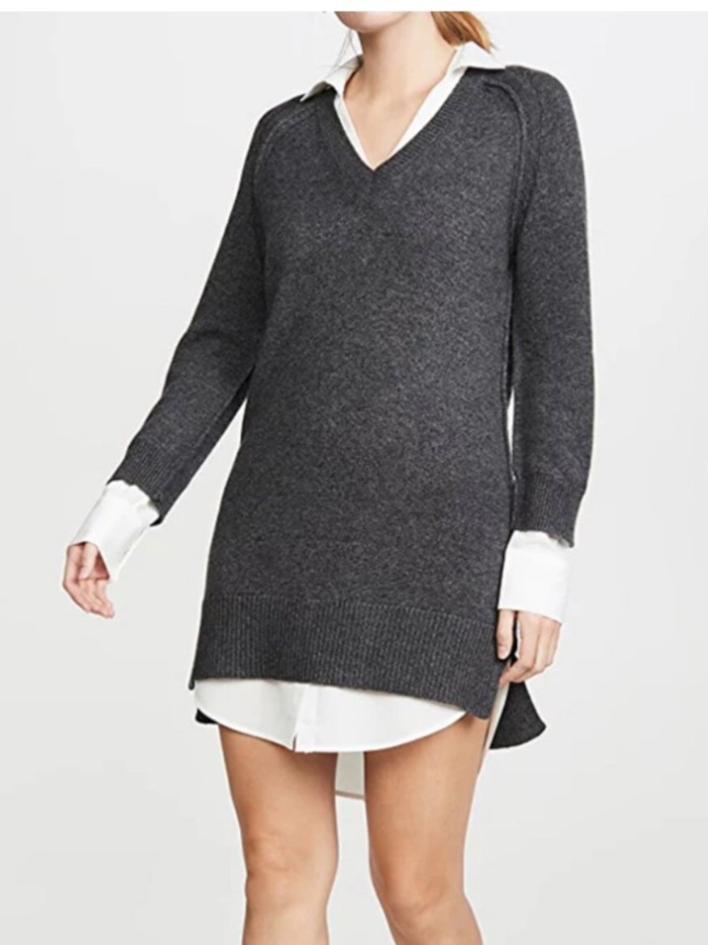Brochu Walker
Looker Vee V-Neck
Charcoal Wool Cashmere
Sweater Dress Small